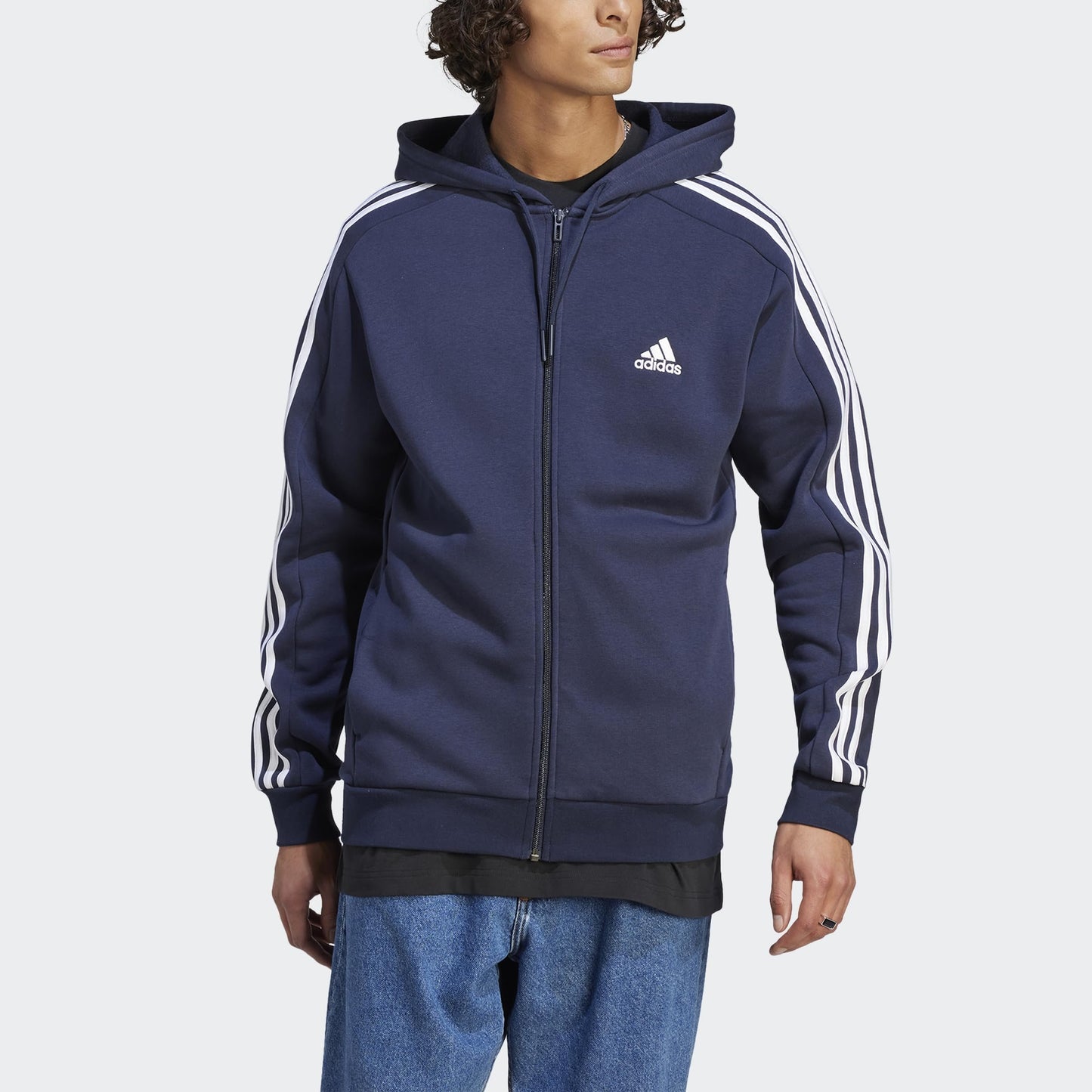 adidas Men's Essentials 3-Stripes Fleece Full Zip Hoodie