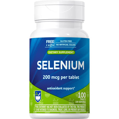 Rite Aid Selenium Tablets 200 mcg, 100 Count, Natural Mineral and Antioxidant, Essential Support for The Body