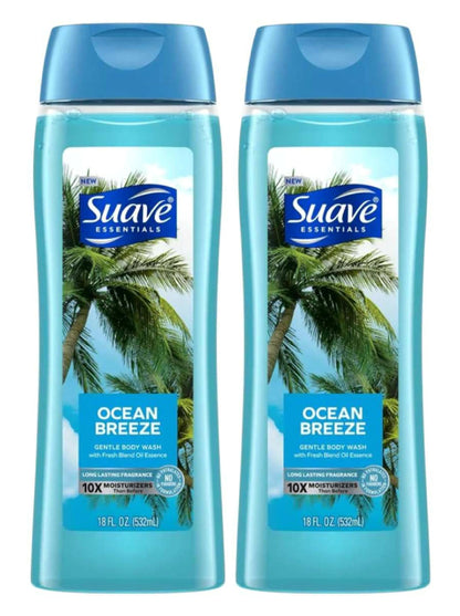 Suave Essentials Body Wash 18 Ounce Ocean Breeze (Pack of 2)