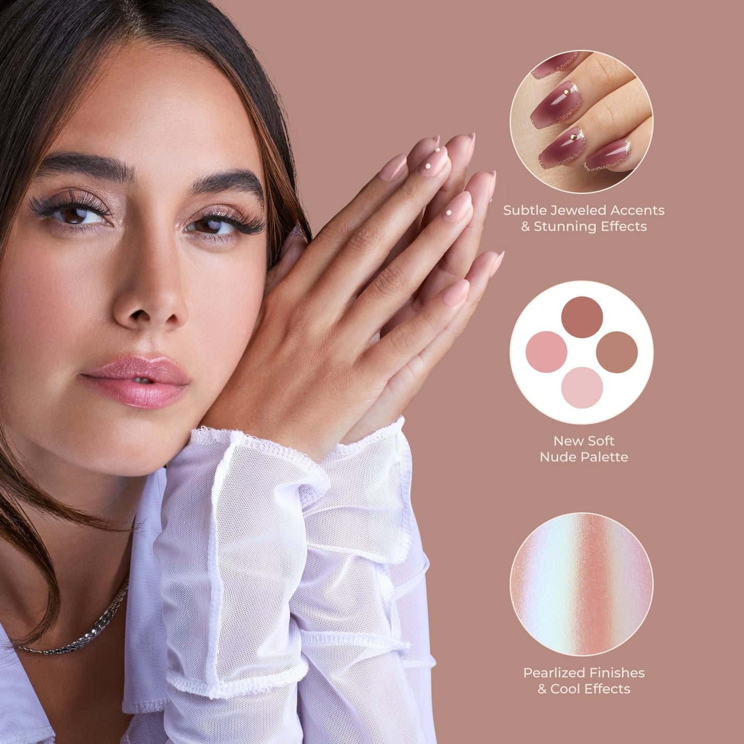 KISS Bare But Better, Press-On Nails, Nail glue included, Spicy', Light Pink, Short Size, Squoval Shape, Includes 30 Nails, 2G Glue, 1 Manicure Stick, 1 Mini File