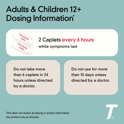 Tylenol Extra Strength Pain Reliever and Fever Reducer Caplets, 500 mg Acetaminophen Pain Relief Pills for Headache, Backache