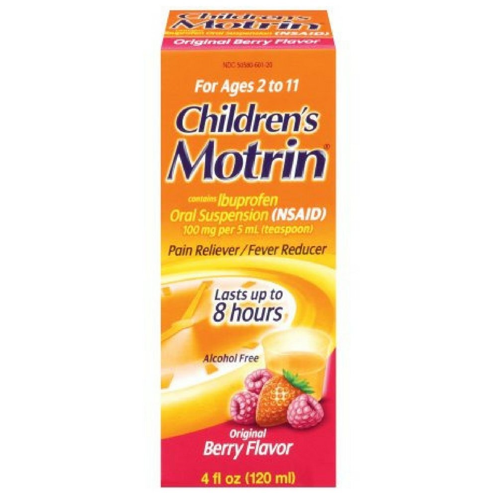 Motrin Children's Ibuprofen Oral Suspension Original Berry Flavor, 100 mg, Original Berry Flavor 4 oz (Pack of 4)