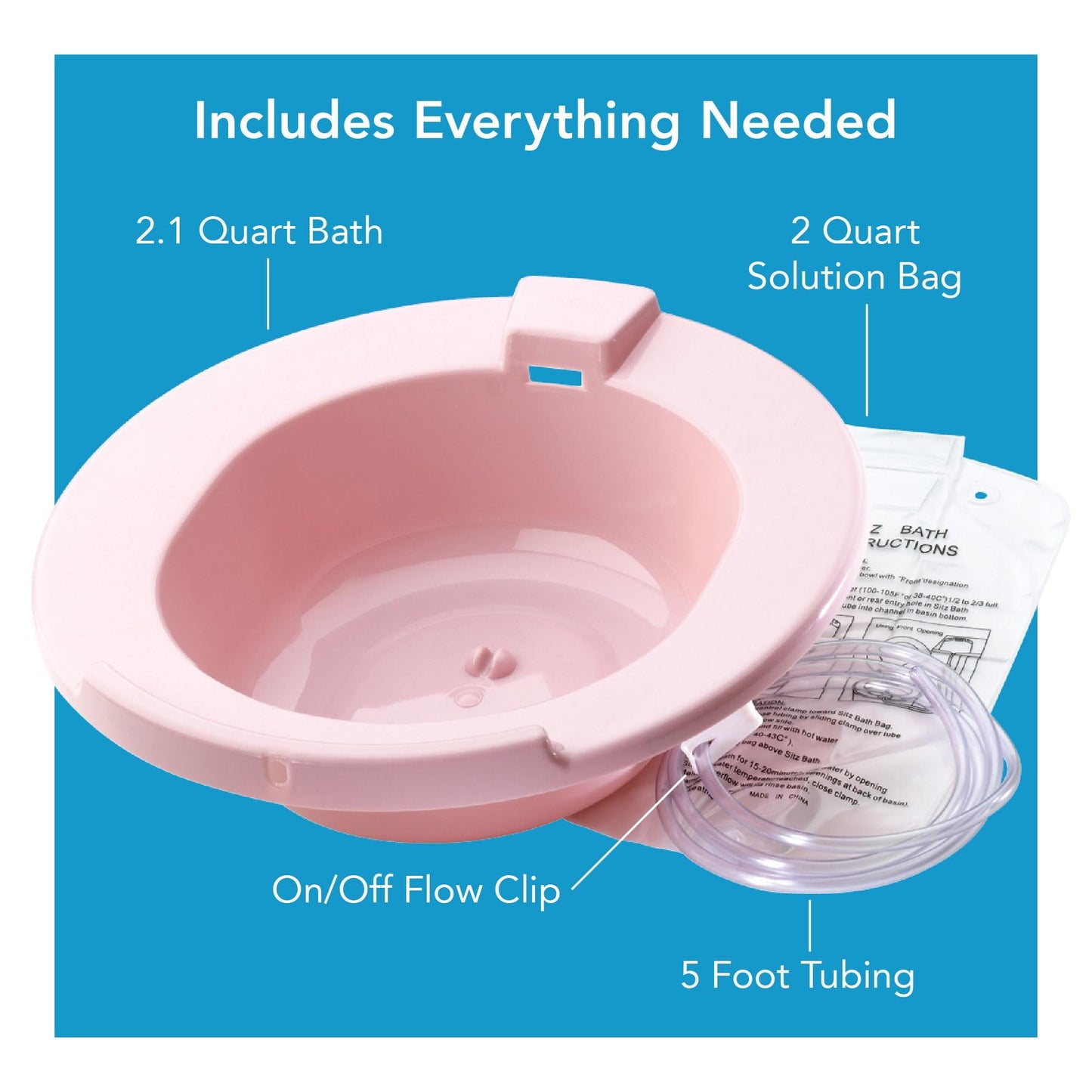 Carex Health Brands Sitz Bath, Over-the-Toilet Perineal Soaking Bath for Hemorrhoidal Relief, Ideal for Post-Episiotomy Patients, Pink, 3 Piece Set