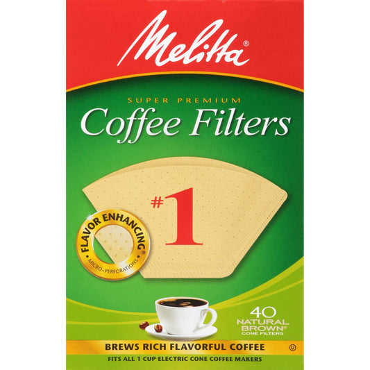 Melitta #1 Cone Coffee Filters, Natural Brown, 40 Count