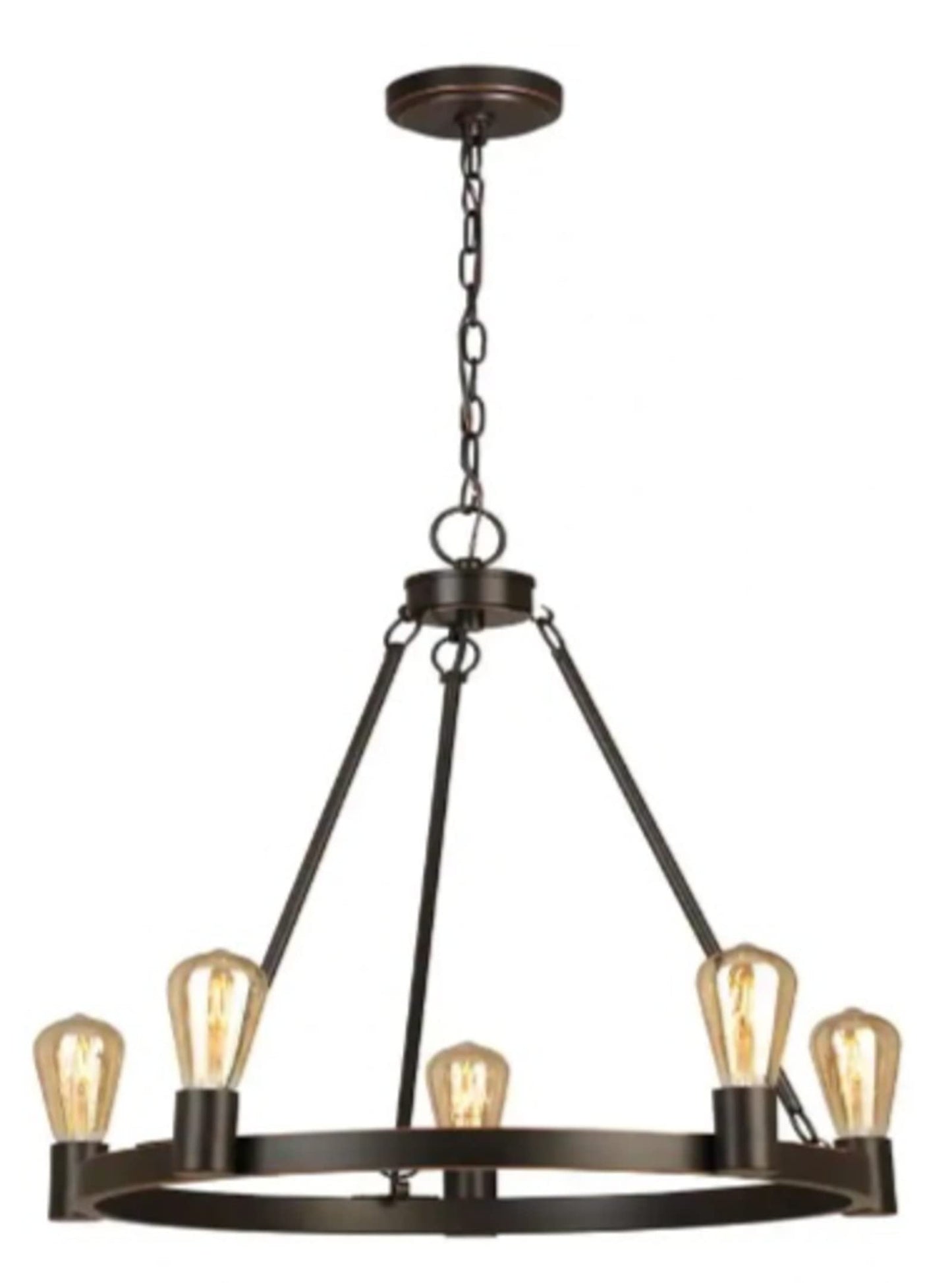 Moreland 5-Light Traditional Oil-Rubbed Bronze Hanging Wagon Wheel Candlestick Chandelier