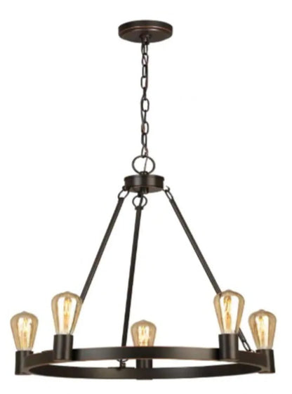Moreland 5-Light Traditional Oil-Rubbed Bronze Hanging Wagon Wheel Candlestick Chandelier