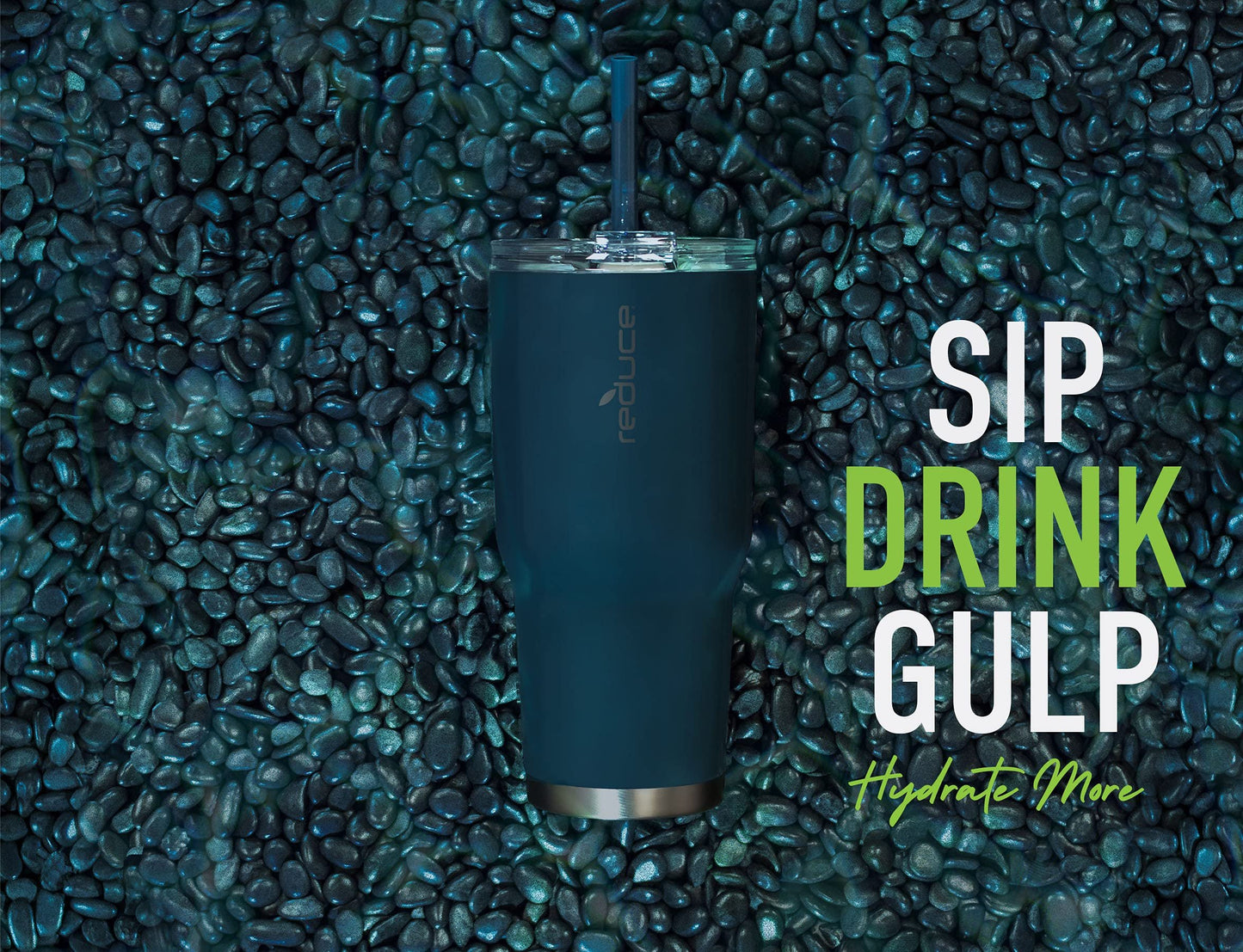 Reduce 34 oz Tumbler, Stainless Steel - Keeps Drinks Cold up to 24 Hours - Sweat Proof, Dishwasher Safe, BPA Free - Cotton, Opaque Gloss