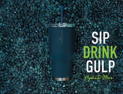 Reduce 34 oz Tumbler, Stainless Steel - Keeps Drinks Cold up to 24 Hours - Sweat Proof, Dishwasher Safe, BPA Free - Cotton, Opaque Gloss