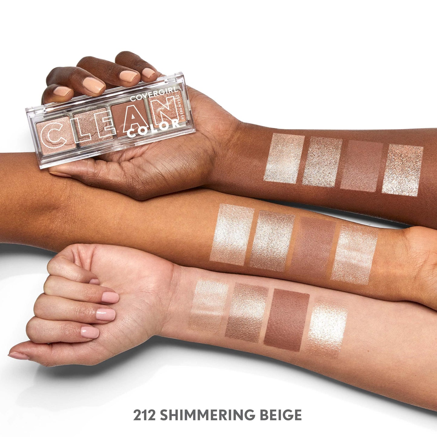 COVERGIRL Clean Fresh Color Clean Eyeshadow, Shimmering Beige, Shelf Pack of 3