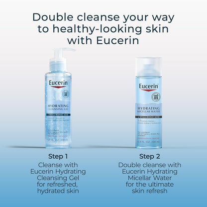 Eucerin Hydrating 3-in-1 Micellar Water, Formulated with Hyaluronic Acid, 6.8 Fl Oz Bottle