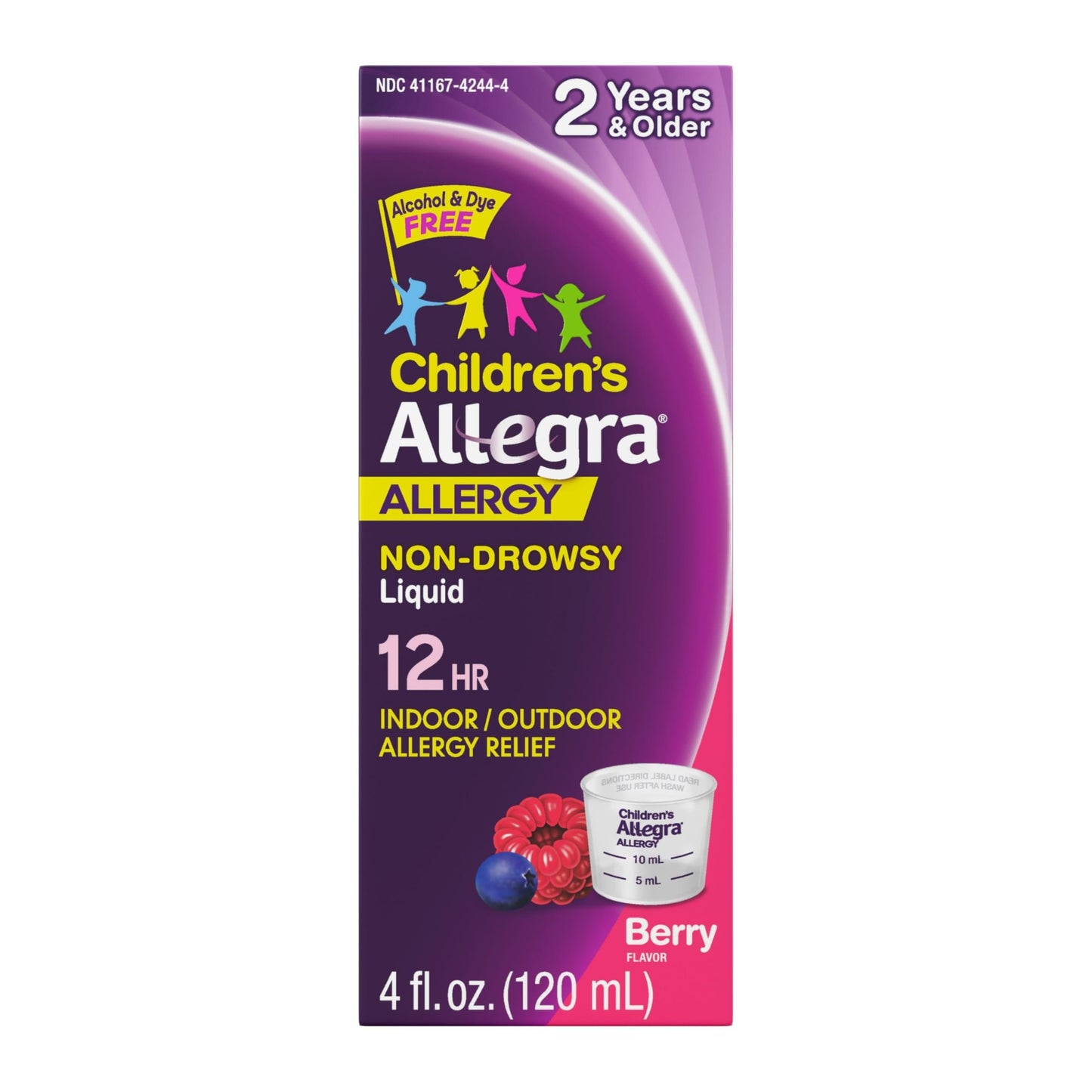 Allegra Children's 12HR Allergy Relief Non-drowsy Antihistamine Liquid, Berry Flavor, Alcohol-Free & Dye-Free