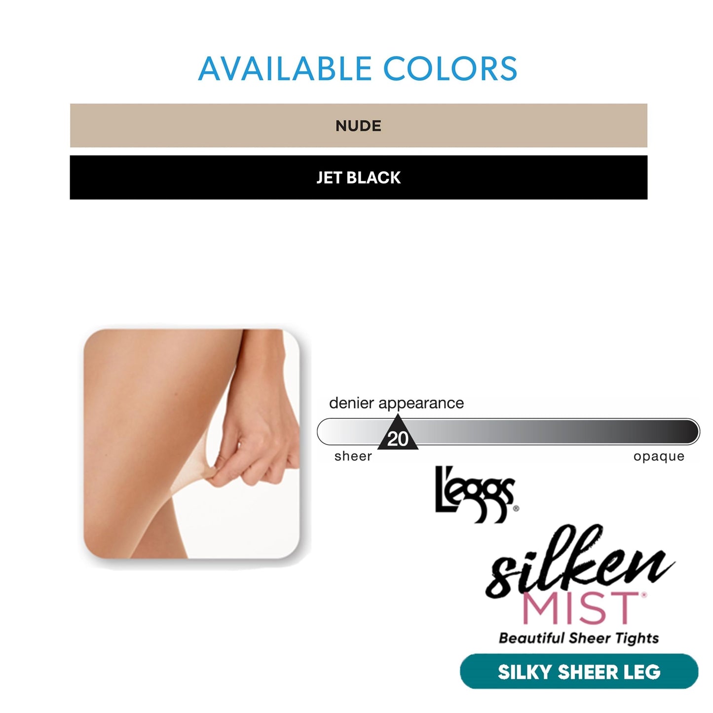 L'eggs Silken Mist Silky Sheer Women's Tights, Control Top, Sheer Toe