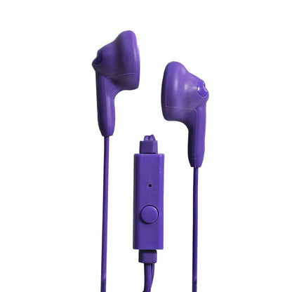 Magnavox MHP4820M-PL Gummy Earbuds with Microphone in Purple & Pink | Comfort Stereo Earbuds with Durable Rubberized Cable