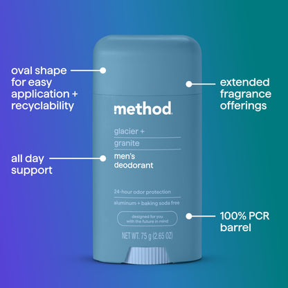 Method Deodorant, Pure Peace, Rose Water, Peonies + Pink Sea Salt notes, 24 Hour Odor Protection, 2.65 oz