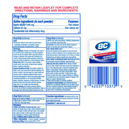 BC Headaches Formula Pain Reliever Powders - 24ct, Pack of 2
