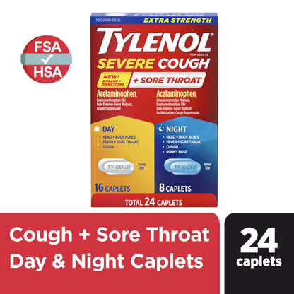 Tylenol Caplets Severe Cough + Sore Throat