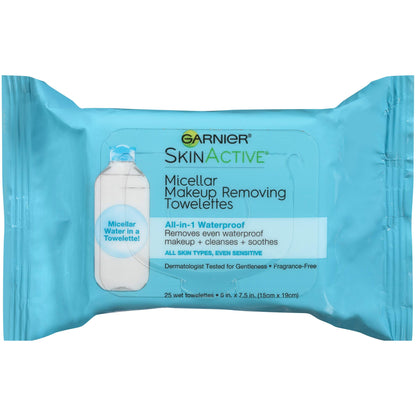Makeup Remover Face Wipes for Waterproof Makeup by Garnier SkinActive Micellar