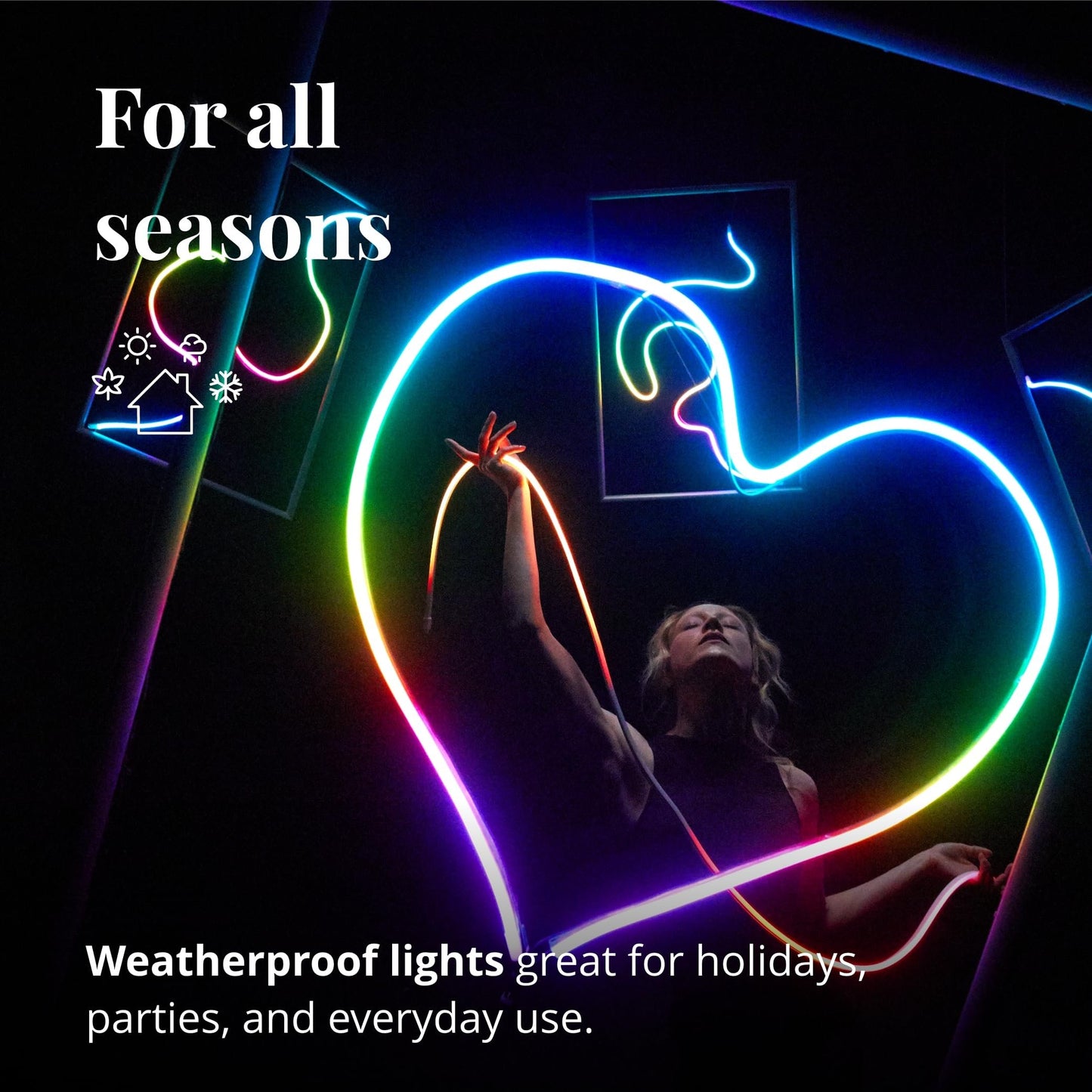 Twinkly Flex 6.5ft, LED Tube Multi Color, RGB LED Strip Flexible, Compatible with Alexa and Google Home, Gaming Lights, 16 M+ Colors, USB C Powered, App Mapping, White Wire