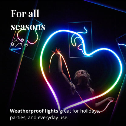 Twinkly Flex 6.5ft, LED Tube Multi Color, RGB LED Strip Flexible, Compatible with Alexa and Google Home, Gaming Lights, 16 M+ Colors, USB C Powered, App Mapping, White Wire