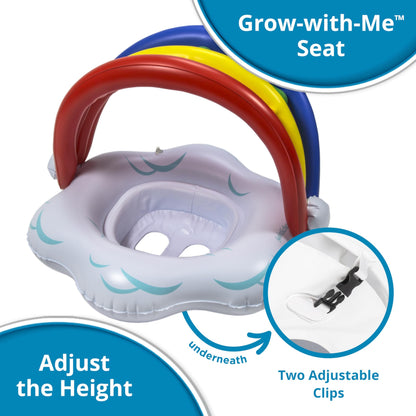 SwimSchool Rainbow Baby’s First Pool Float - 6-18 Months - Novelty Baby Boat with Adjustable Seat - Rainbow
