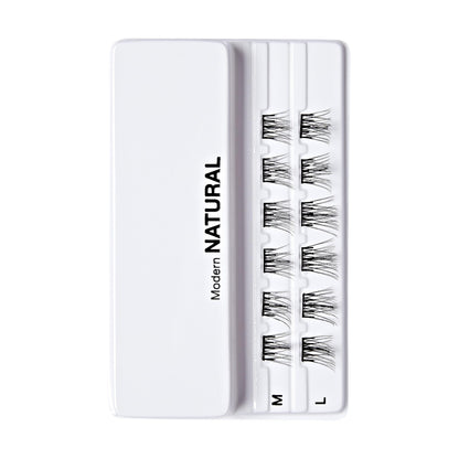 KISS imPRESS False Eyelashes, Lash Clusters, Falsies, Authentic Natural', 12mm-14mm, Includes 12 pieces of pre-bonded lashes, Contact Lens Friendly, Easy to Apply, Reusable Strip Lashes