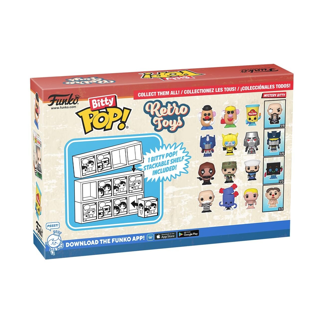 Funko Bitty POP Retro Toys - Mr. Monopoly, 4-Pack and A Surprise Mystery Mini Figure - 0.9 Inch (2.2 Cm) - Transformers Classic Collectable - Stackable Display Shelf Included - Gift Idea