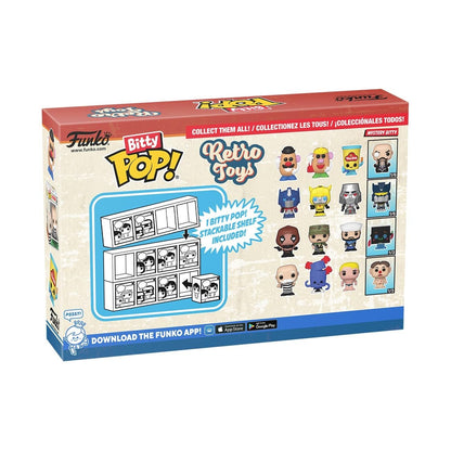 Funko Bitty POP Retro Toys - Mr. Monopoly, 4-Pack and A Surprise Mystery Mini Figure - 0.9 Inch (2.2 Cm) - Transformers Classic Collectable - Stackable Display Shelf Included - Gift Idea