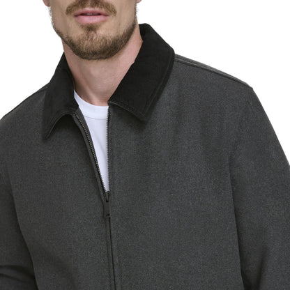 DOCKERS Men's Wool Blend Zip Up Jacket with Quilted Bib