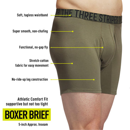 adidas Men's Stretch Cotton Boxer Brief Underwear (4-Pack)