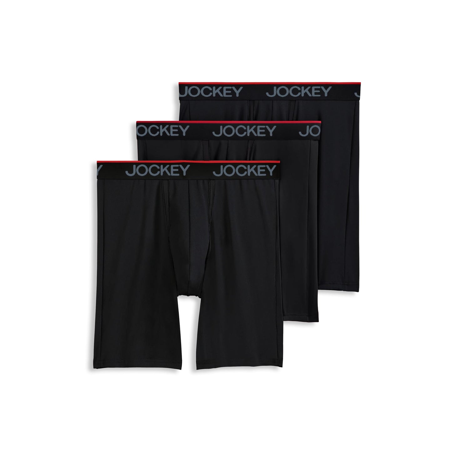 Jockey Men's Underwear Chafe Proof Pouch Microfiber 8.5" Long Leg Boxer Brief - 3 Pack, Black Night, XL
