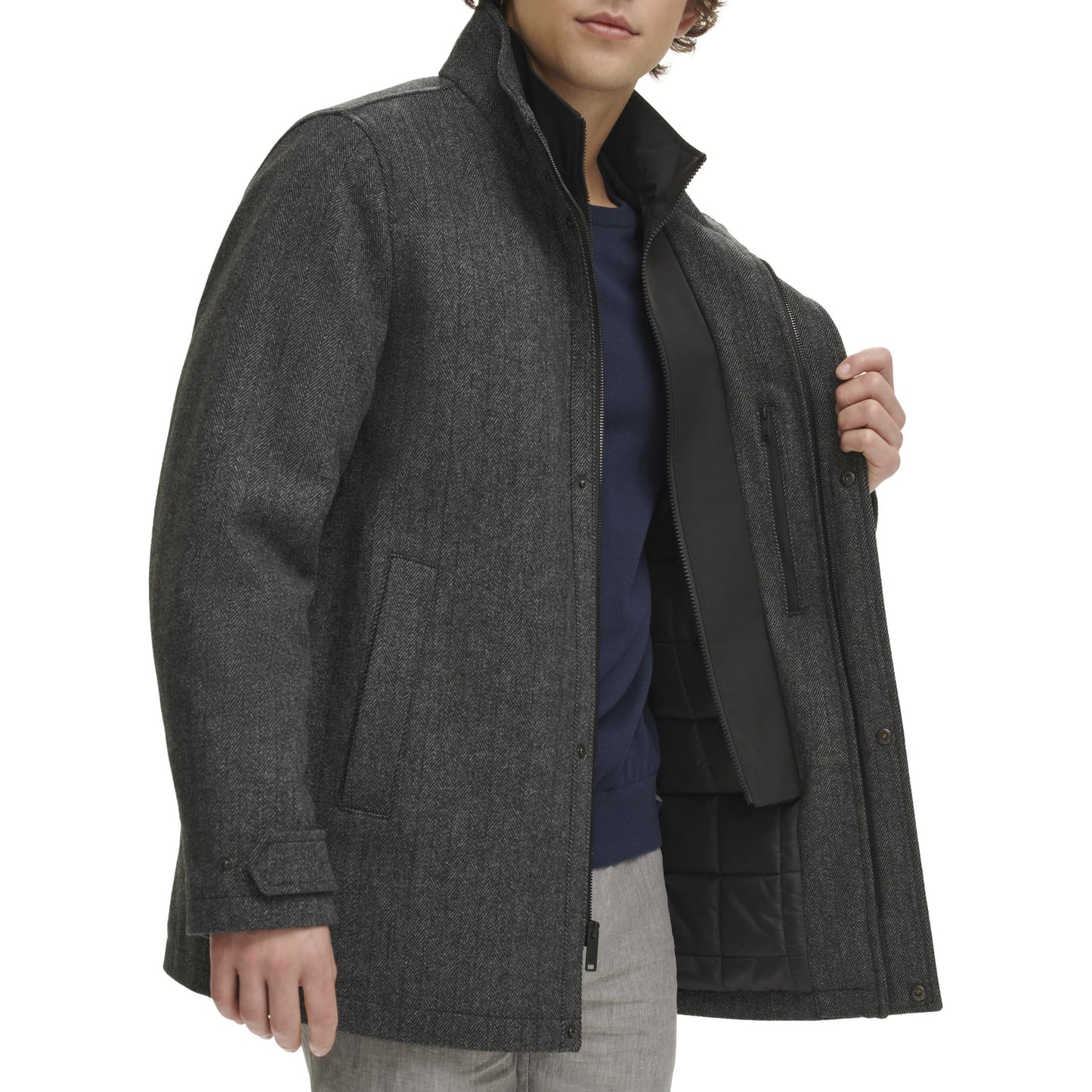 DOCKERS Men's Wool Melton Two Pocket Full Length Duffle Coat