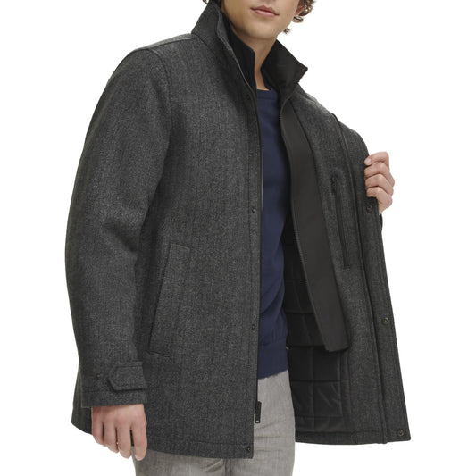 DOCKERS Men's Wool Melton Two Pocket Full Length Duffle Coat