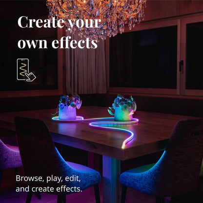 Twinkly Flex 6.5ft, LED Tube Multi Color, RGB LED Strip Flexible, Compatible with Alexa and Google Home, Gaming Lights, 16 M+ Colors, USB C Powered, App Mapping, White Wire