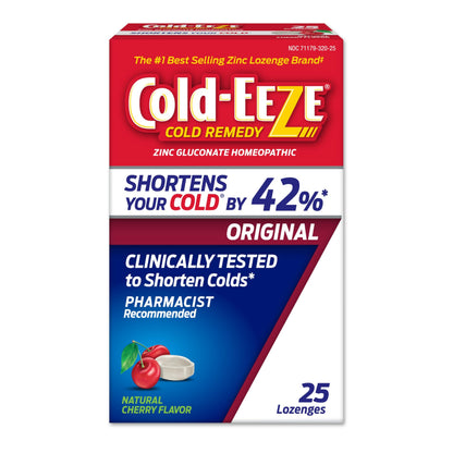 Cold-EEZE Natural Cherry Zinc Lozenges, Homeopathic Cold Remedy, Reduces Duration of the Common Cold, Sore Throat, Cough, Congestion and Post Nasal Drip, Zinc Lozenge Brand, 25 Count