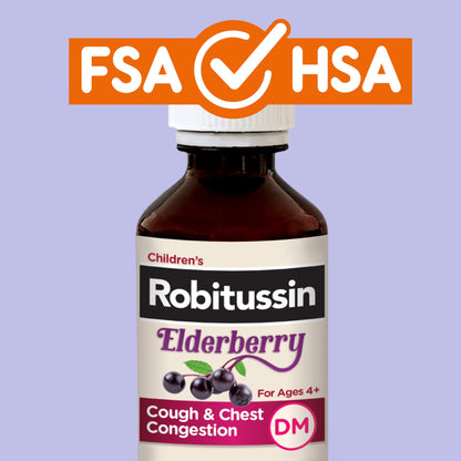 Robitussin Elderberry Cough + Chest Congestion DM Children's Cough Medicine, Chest Congestion Relief and Cough Syrup - 4 Fl Oz