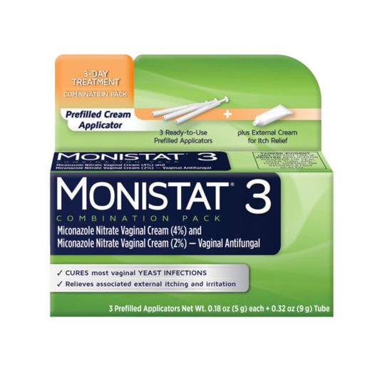 Monistat 3 Vaginal Cream, 3-Day Treatment Combination Pack, 3 Ovule Inserts and External Cream for Itch Relief in Each Pack (Pack of 3)