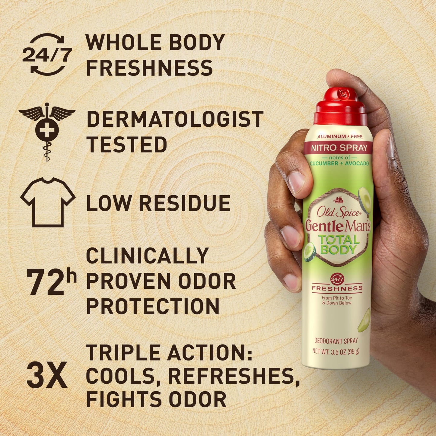 Old Spice Total Body Deodorant Men, Vanilla + Shea, Aluminum Free Deodorant Spray for 24/7 Freshness // Dermatologist Tested Whole Body Deodorant, 3.5 oz
