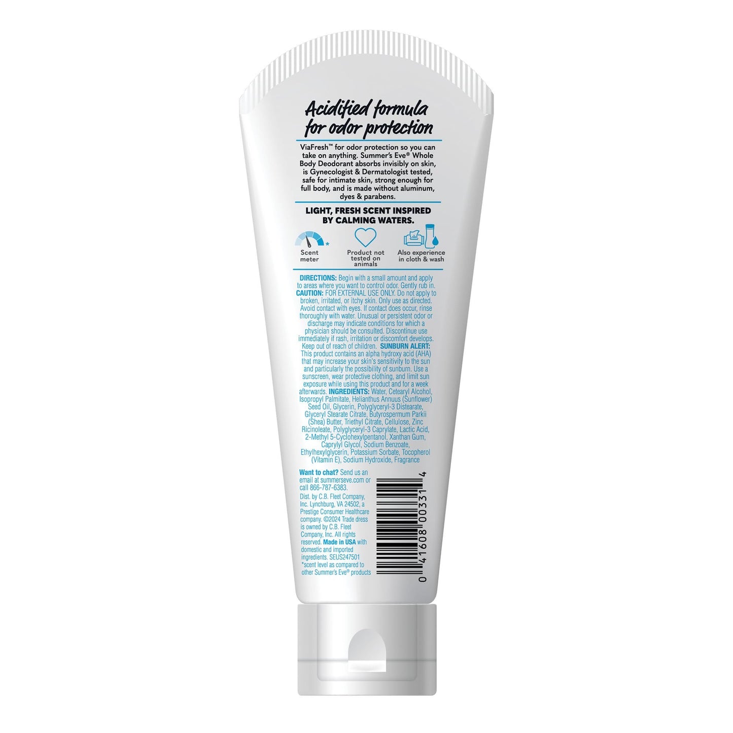 Summer's Eve Whole Body Deodorant Cream, Blissful Escape
