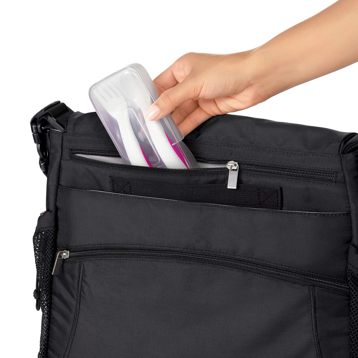 OXO Tot Plastic Fork & Spoon Set With Travel Case- Pink