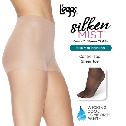 L'eggs Silken Mist Silky Sheer Women's Tights, Control Top, Sheer Toe