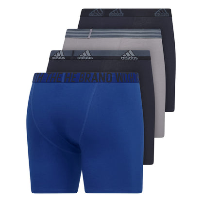adidas Men's Stretch Cotton Boxer Brief Underwear (4-Pack)