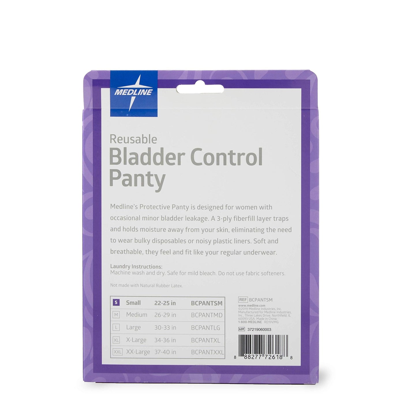 Medline Reusable Bladder Control Panty, for Minor Bladder Leakage, Dependable Protection, Soft, Absorbent, Discreet