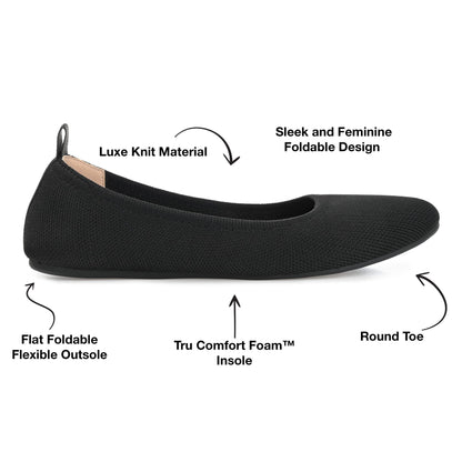 Journee Women's Comfort Foam Jersie Foldable Dress Flats