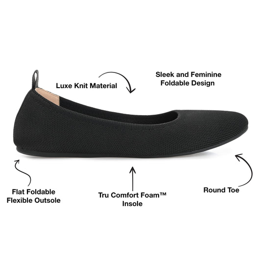 Journee Women's Comfort Foam Jersie Foldable Dress Flats
