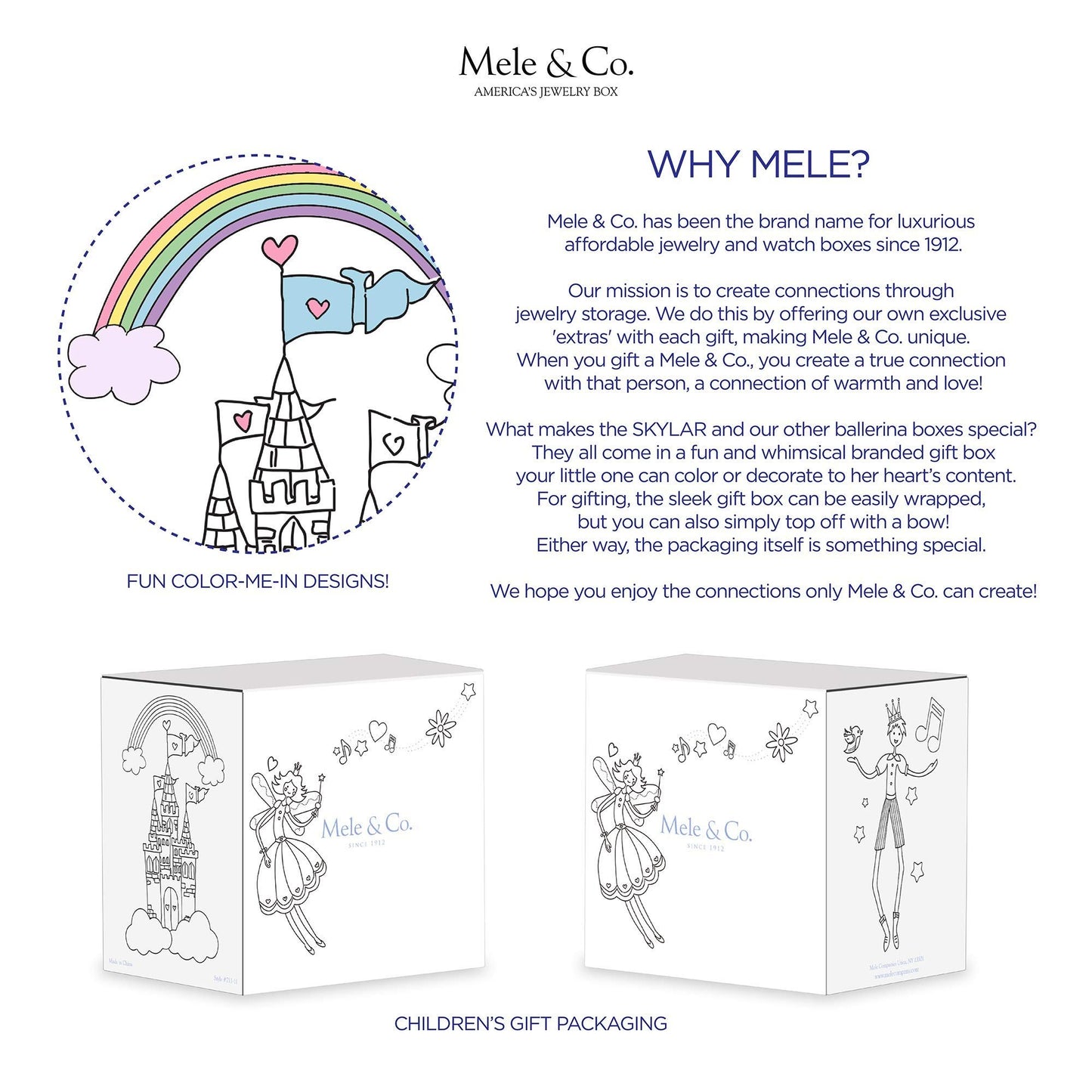 Mele & Co. Since 1912 Skylar Original Twirling Unicorn Rainbow Ballerina Dancer Pink Painted Musical First Jewelry Box for Girls