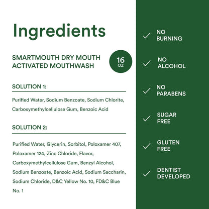 SmartMouth Activated Dry Mouth Mouthwash, Dry Mouth and Bad Breath Relief, Mint, 16 fl oz, 1 Pack