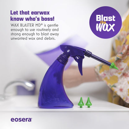 eosera® Wax Blaster MD® Refill Pack - 12 Ear Clean MD® Packets & 6 Wax Blaster MD® Safety Tips - Gentle Ear Wax Removal Solution - Weekly Ear Cleaning & Moisturizing System