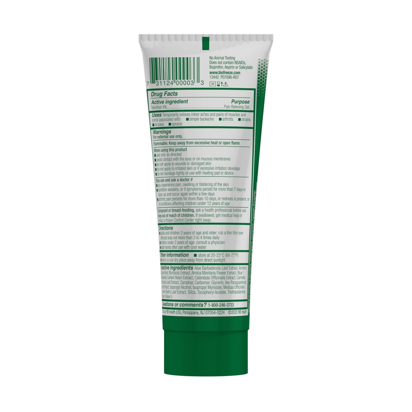 Biofreeze Gel Tube Menthol Gel for Pain Relief of Sore Muscles, Joint Pain, Simple Backaches, Strains, Bruises, and Sprains