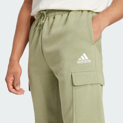 adidas Mens Essentials Fleece Drawstring Cargo Pants Casual - Green