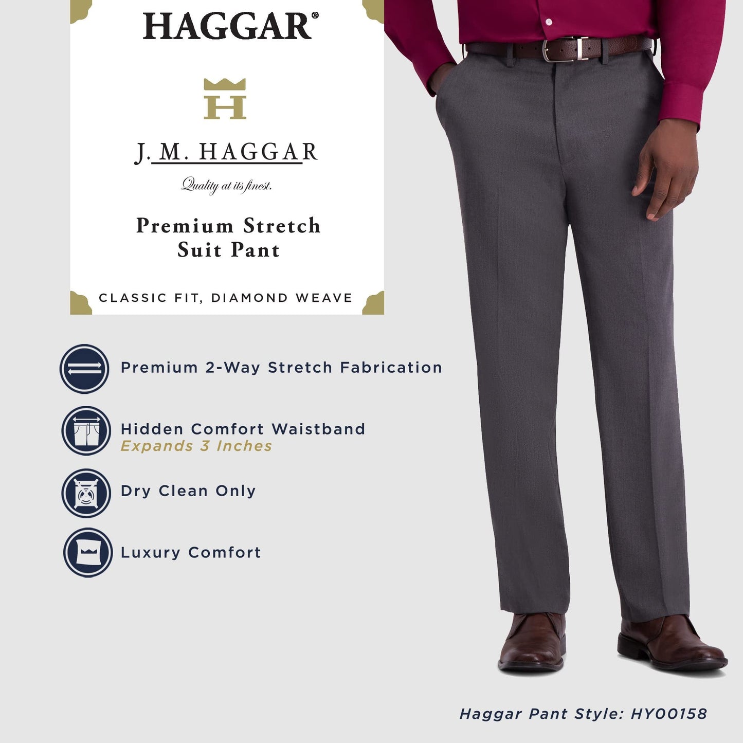 Haggar Men's JMH Premium Stretch Classic Fit Suit Separates - Pants & Jackets